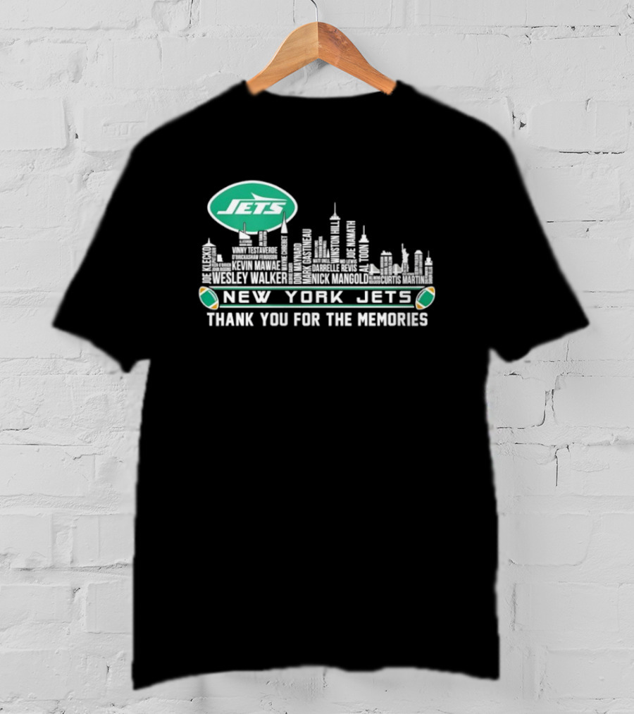 New York Jets Skyline Thank You For The Memories Football T-Shirt