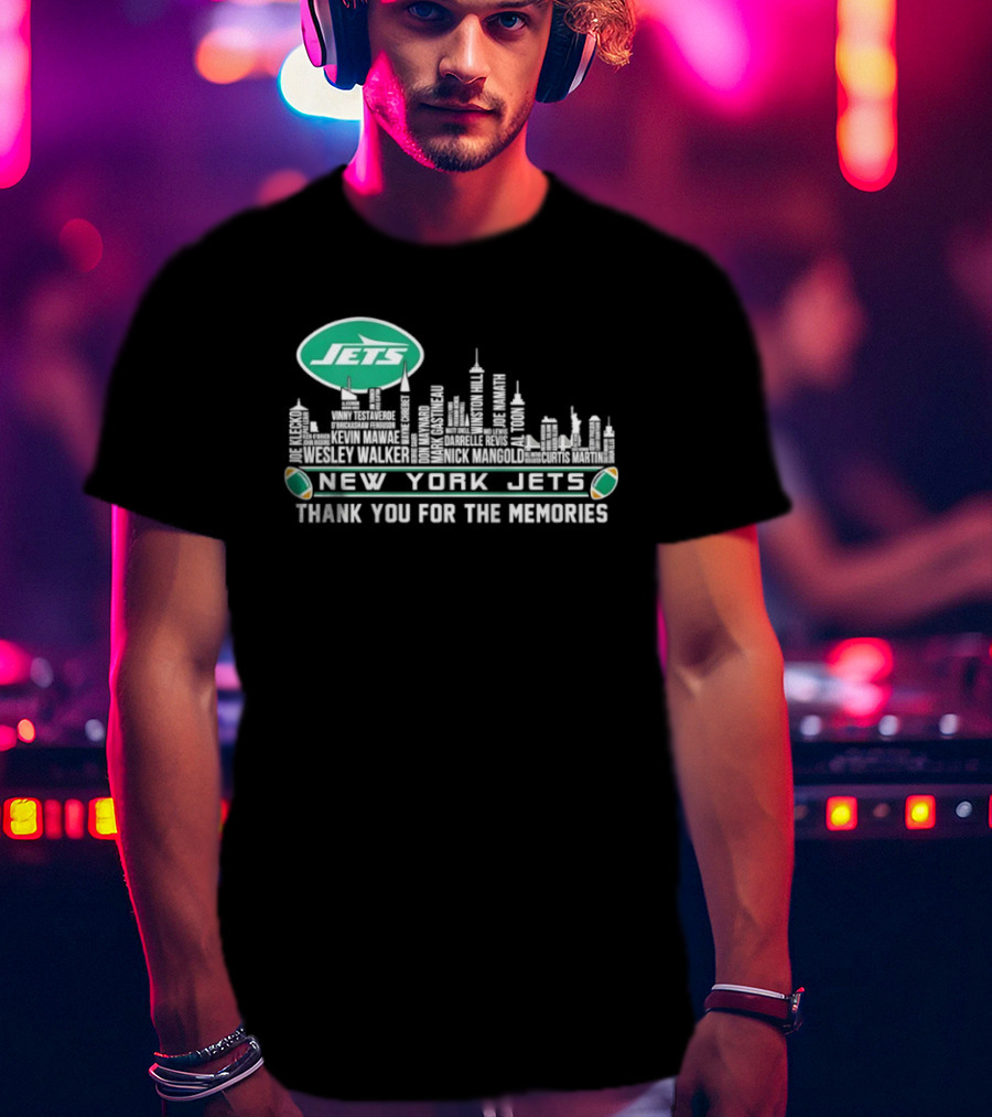 New York Jets Skyline Thank You For The Memories Football T-Shirt
