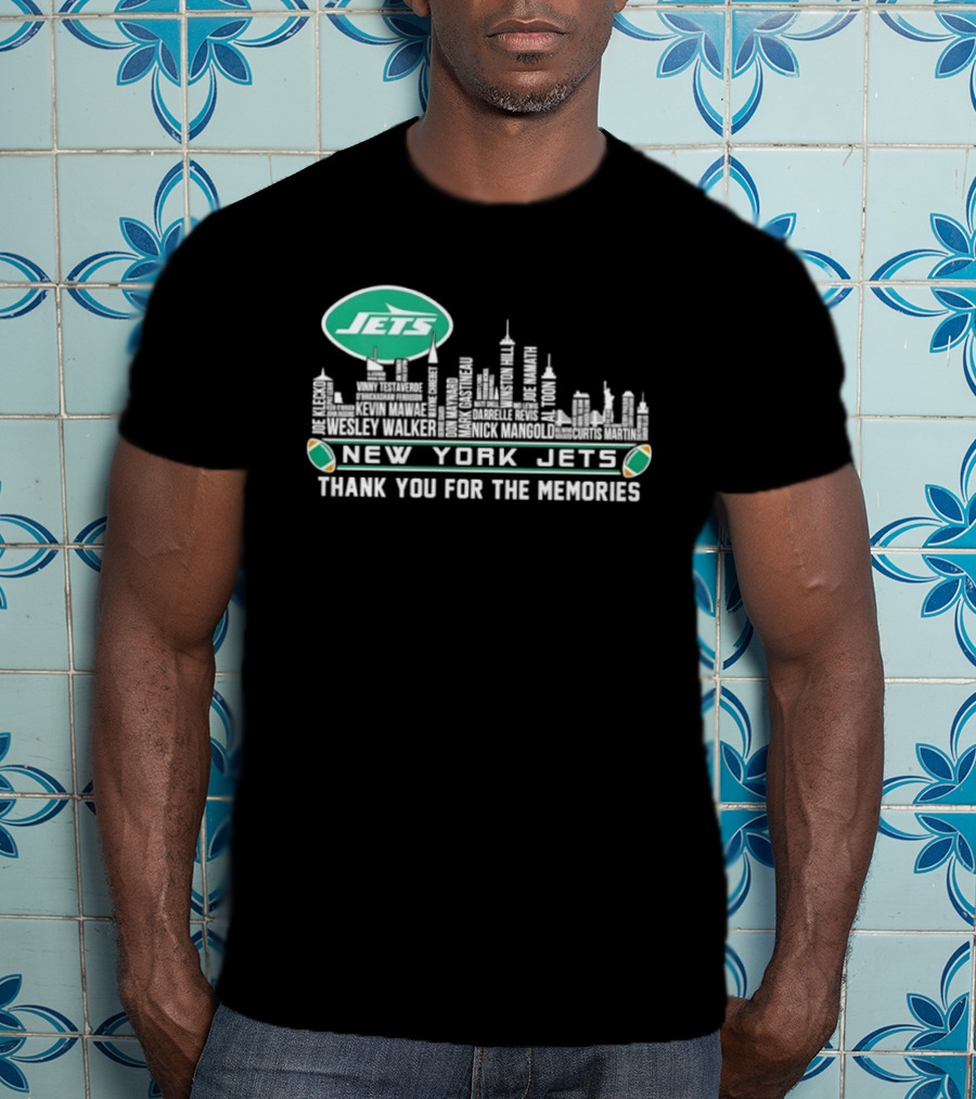 New York Jets Skyline Thank You For The Memories Football T-Shirt