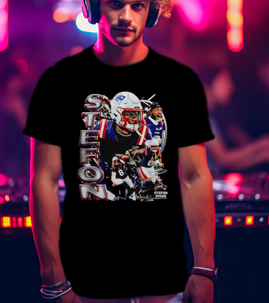 Stefon Diggs New England Style Patriots Fan Collection T-Shirt