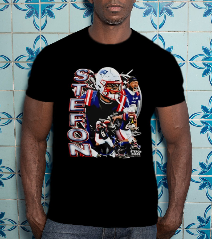 Stefon Diggs New England Style Patriots Fan Collection T-Shirt