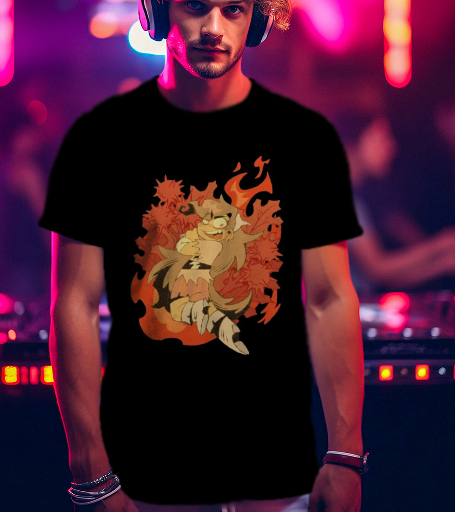 Zeddyzi Ramshackle Vinnie Vibes Flame Character Art Anime T-Shirt