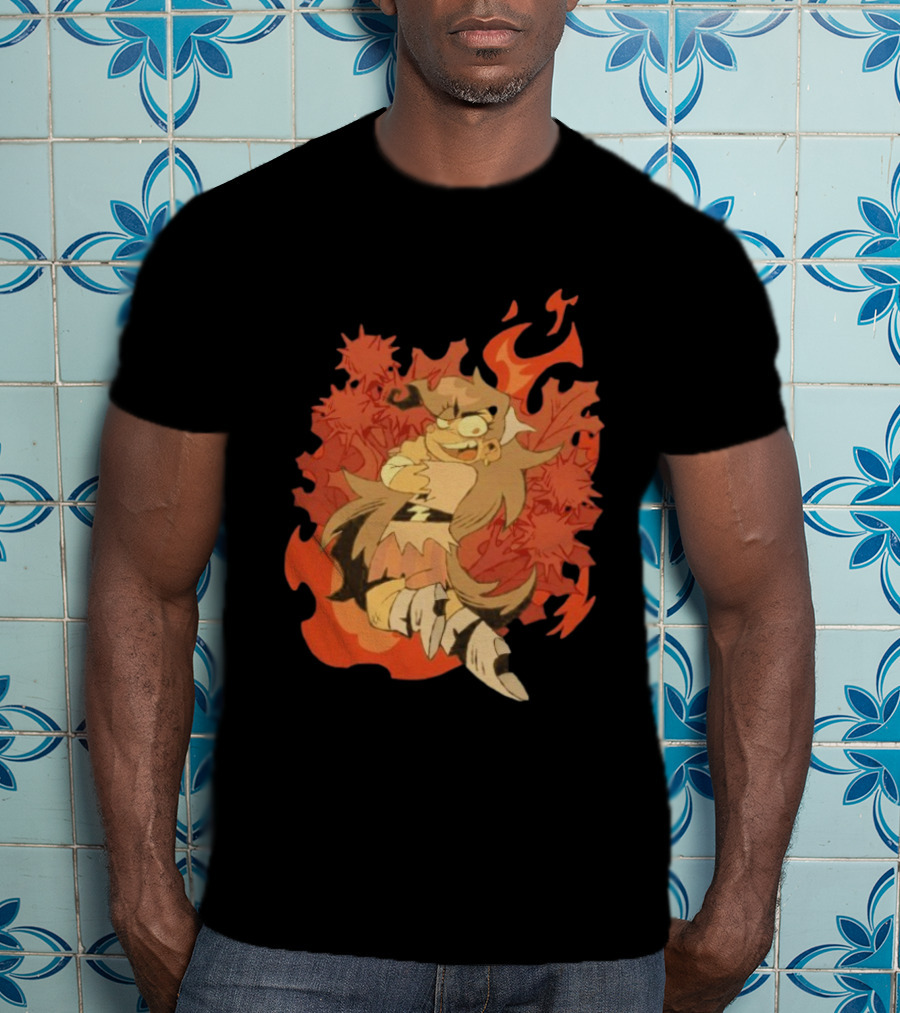 Zeddyzi Ramshackle Vinnie Vibes Flame Character Art Anime T-Shirt