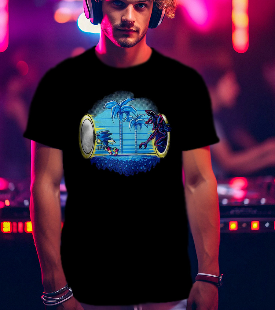 Portal Chase Sonic And Demogorgon Crossover Stranger Things T-Shirt