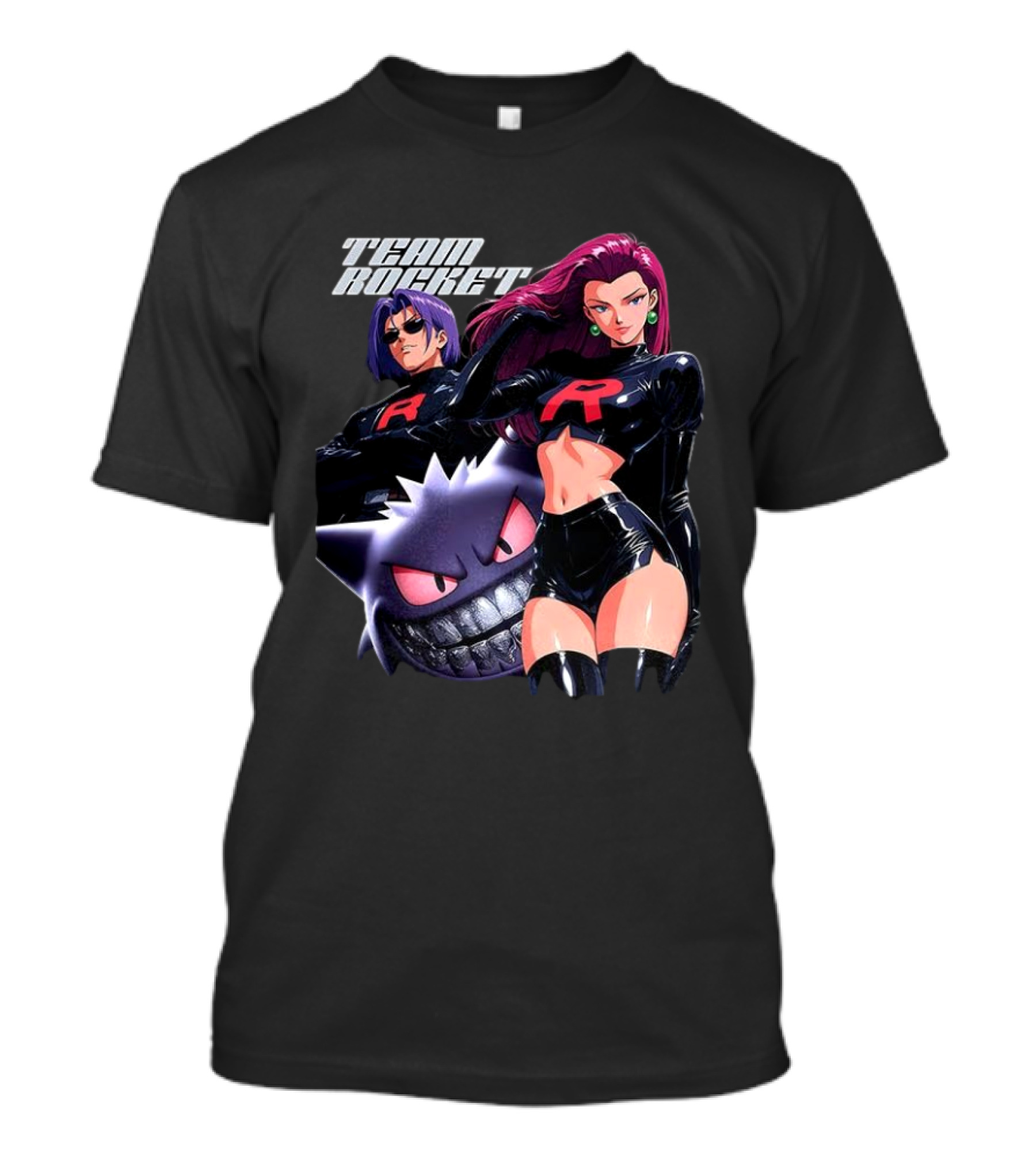 Team Rocket Retro Anime Jessie James Gengar Pokemon T-Shirt