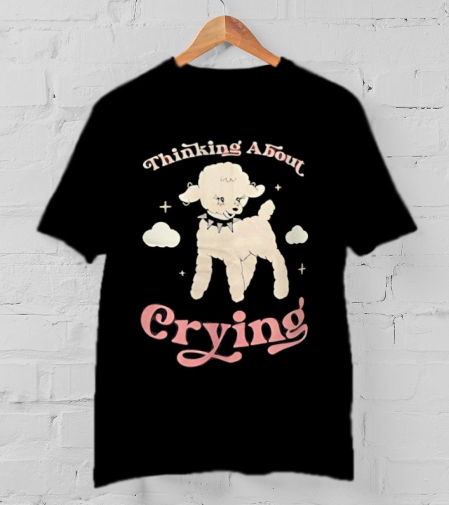 Thinking About Crying Cute Lamb With Clouds T-Shirt