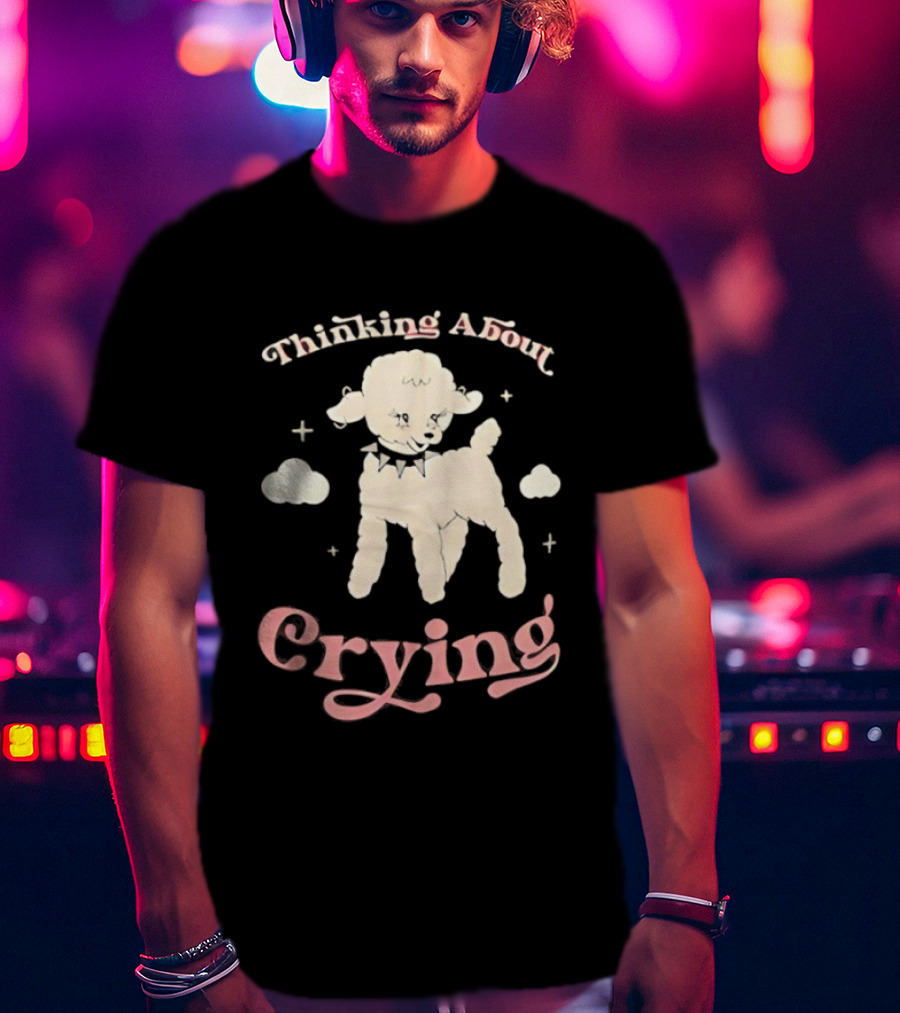 Thinking About Crying Cute Lamb With Clouds T-Shirt