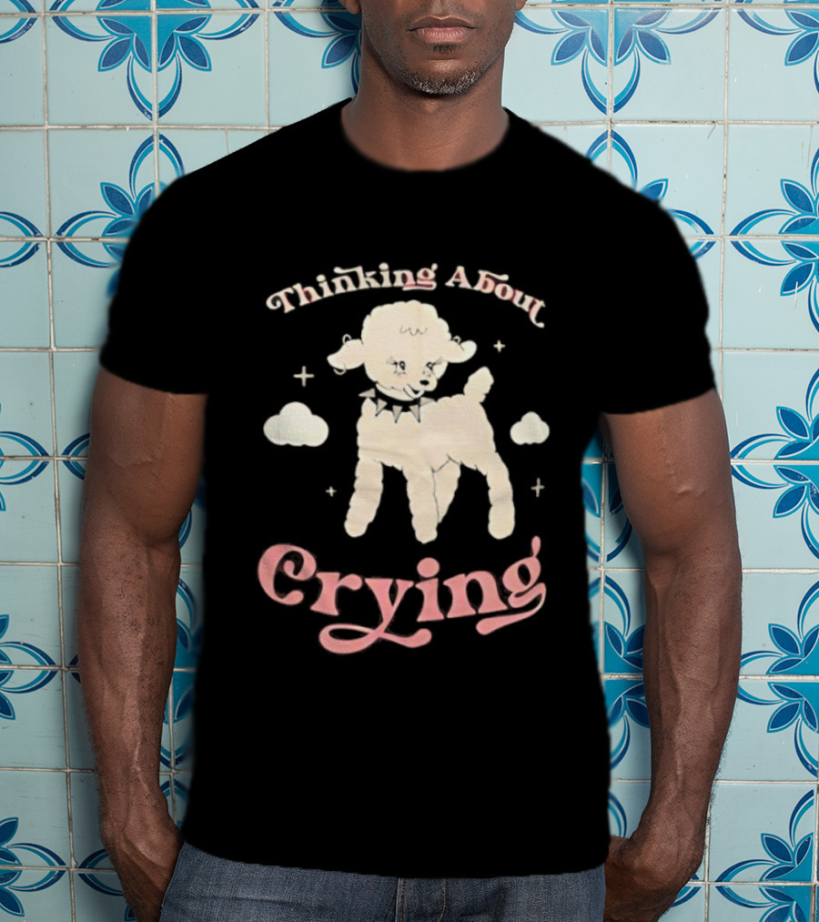 Thinking About Crying Cute Lamb With Clouds T-Shirt