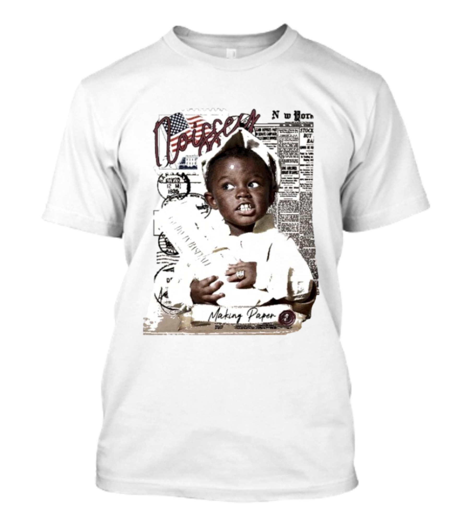 Noissey Making Paper Newsboy Kid Vintage American Newspaper 1935 T-Shirt