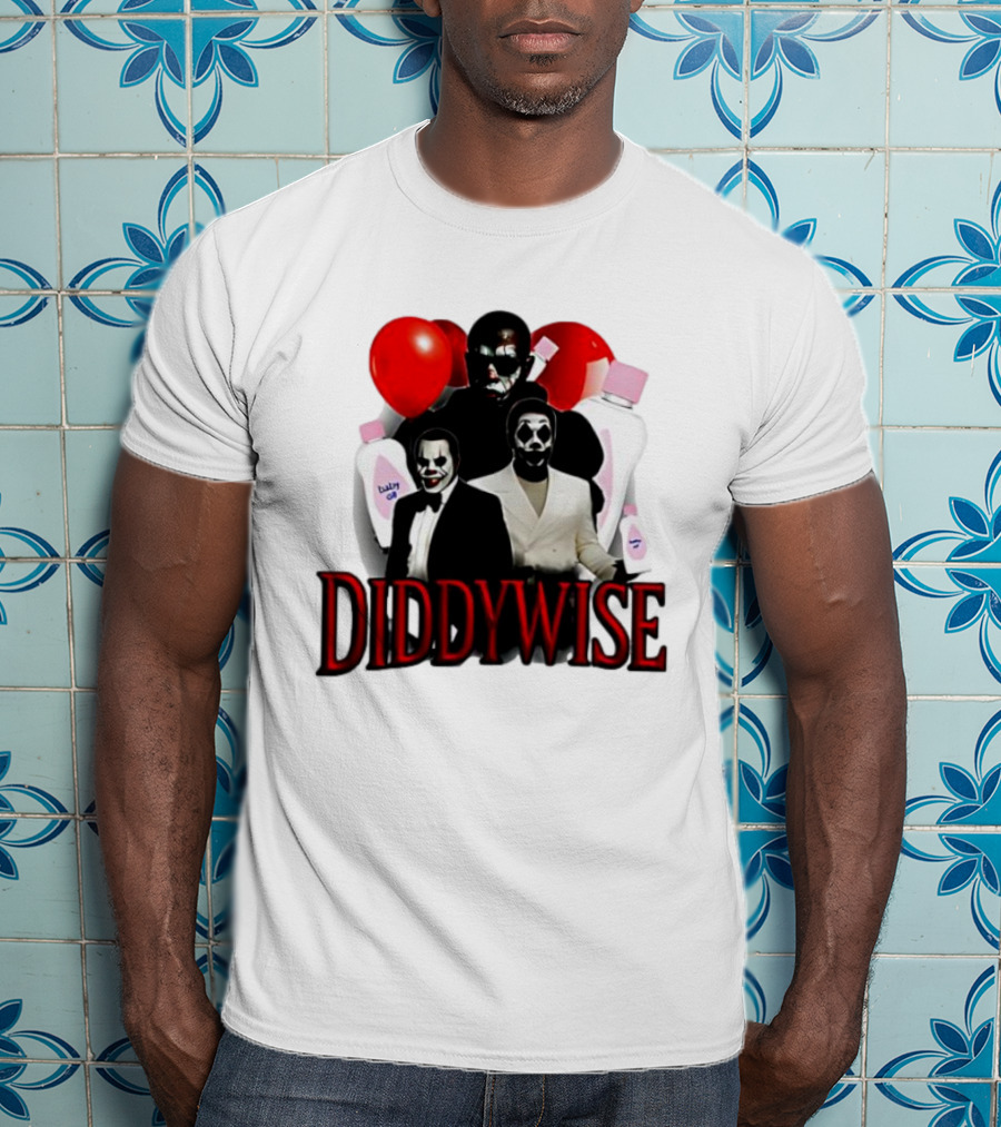 Diddywise Baby Oil Clown Red Balloons Creepy Clown Faces T-Shirt