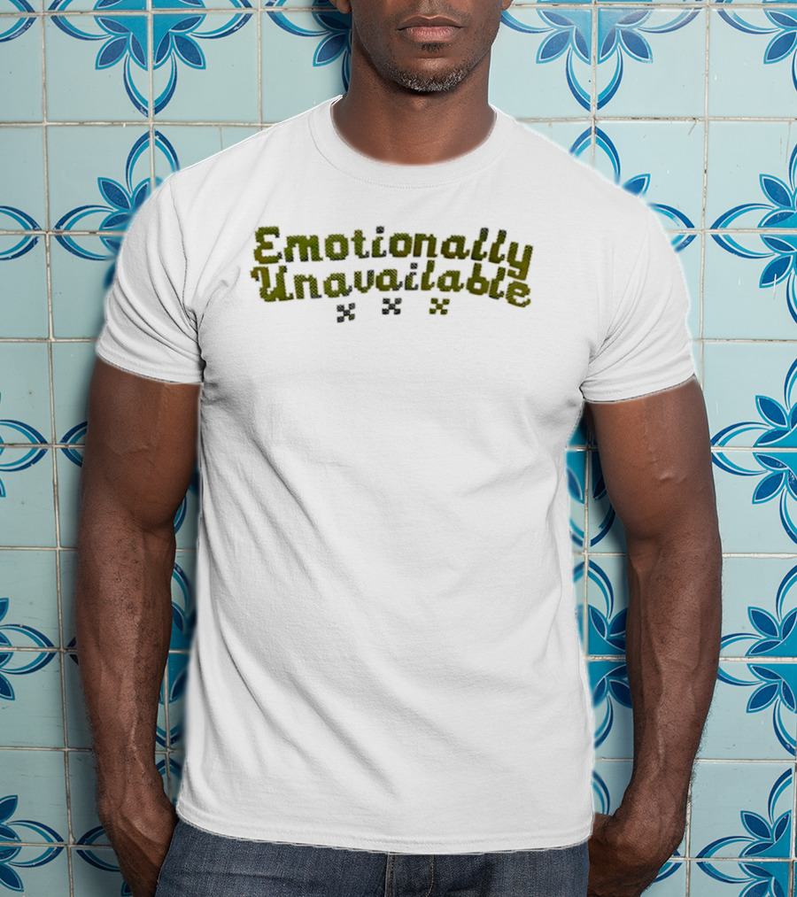 Emotionally Unavailable Text With Camouflage Puzzle Pieces T-Shirt