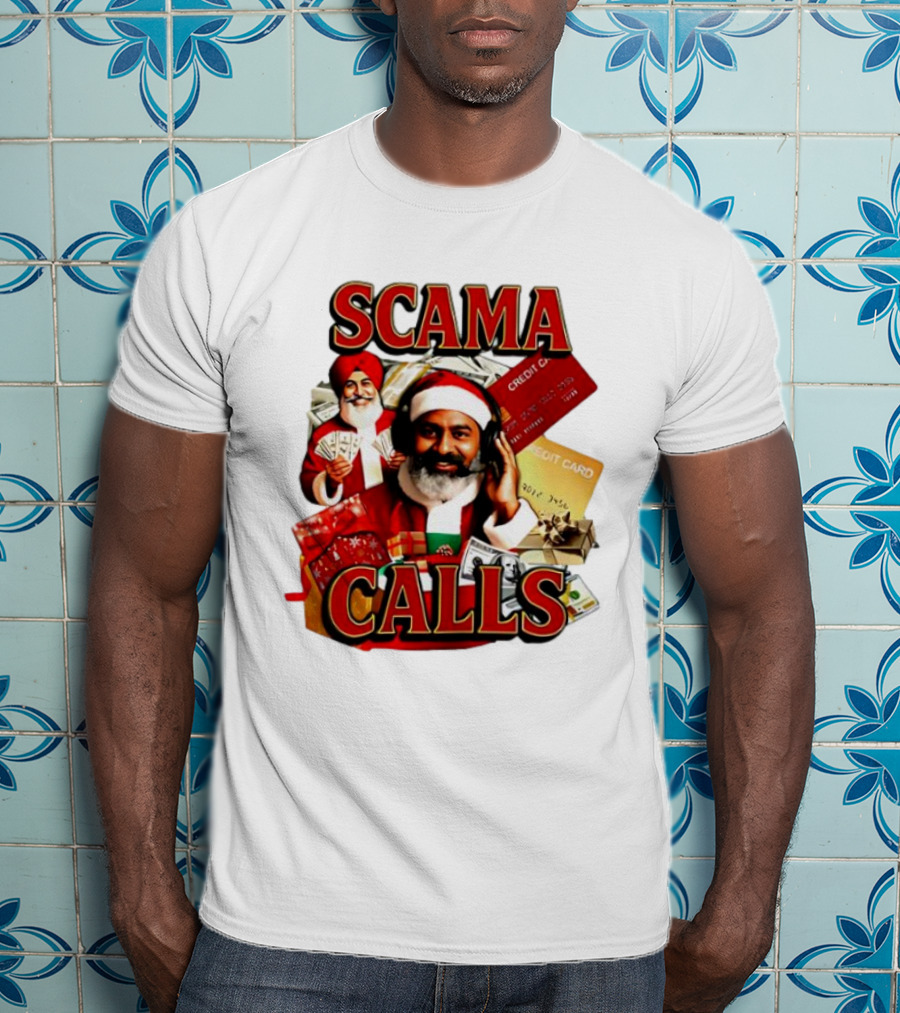 SCAMA CALLS Santa Comedy Credit Card Gifts Cash T-Shirt