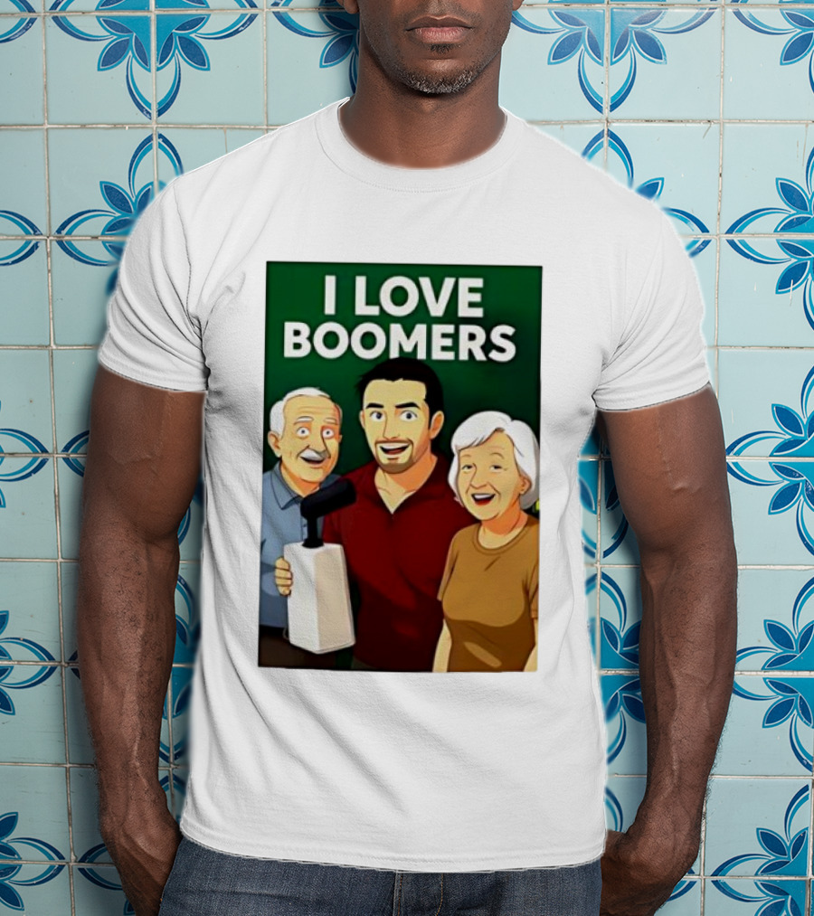 I Love Boomers Family Cartoon Style Nostalgic Humor T-Shirt
