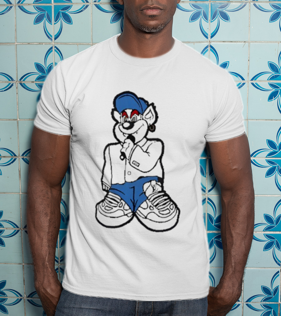 Travis Kelce Cartoon Bear Streetwear Charm Blue Cap Hip Hop T-Shirt