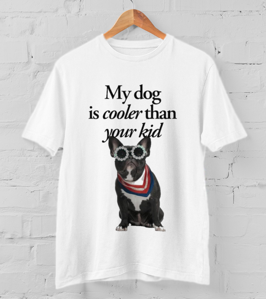 My Dog Is Cooler Than Your Kid Bulldog Bandana USA T-Shirt
