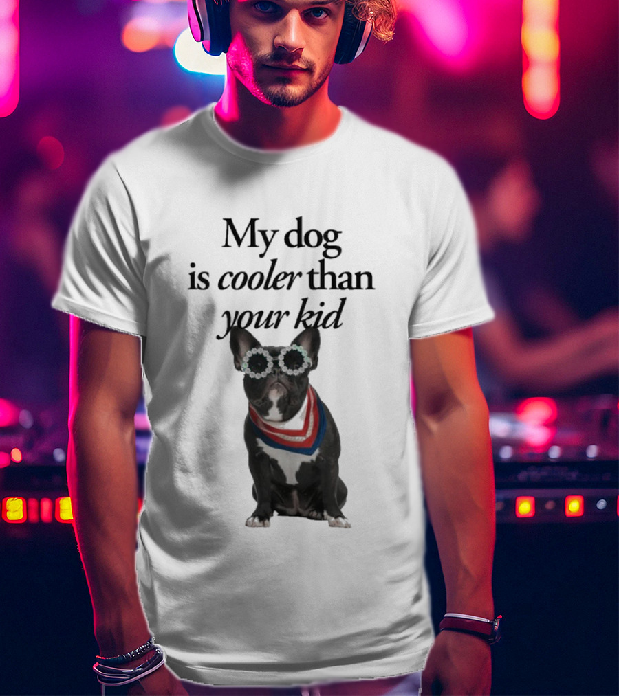 My Dog Is Cooler Than Your Kid Bulldog Bandana USA T-Shirt