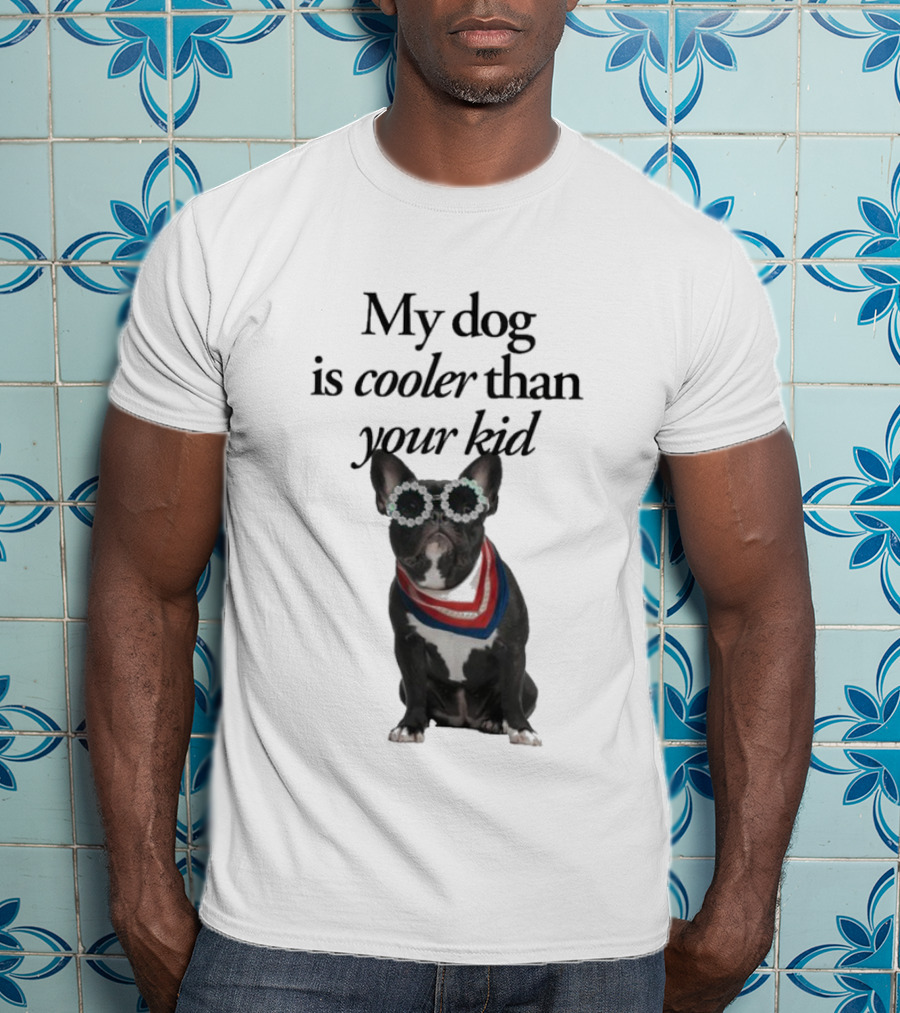 My Dog Is Cooler Than Your Kid Bulldog Bandana USA T-Shirt