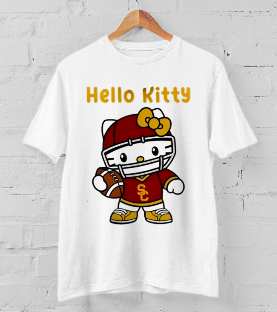 USC Trojans X Hello Kitty Football Fan Collaboration T-Shirt