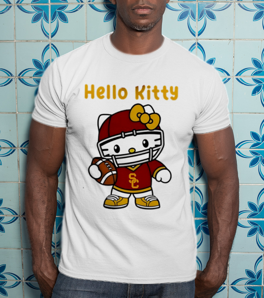 USC Trojans X Hello Kitty Football Fan Collaboration T-Shirt