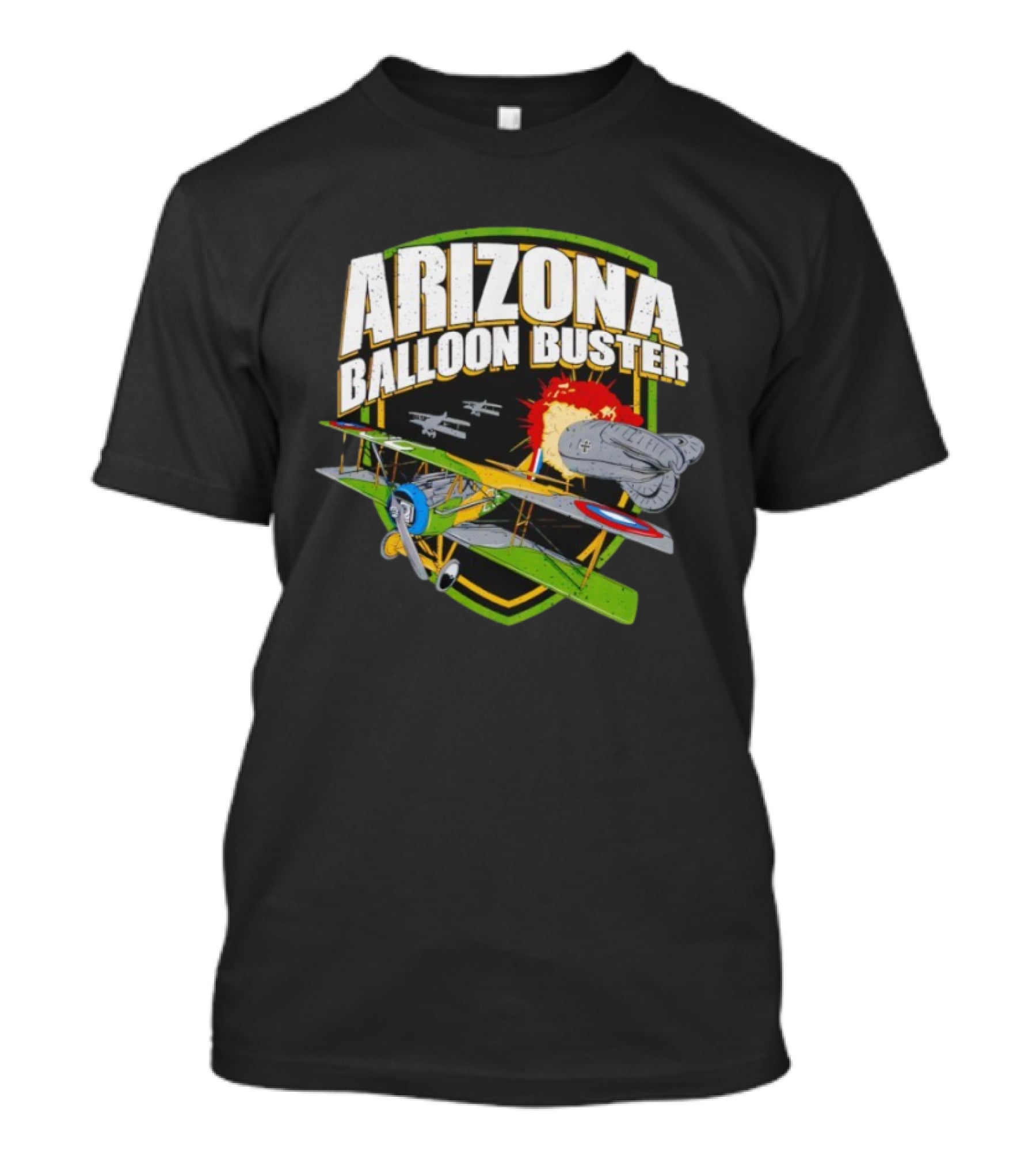 Arizona Balloon Buster Vintage Biplane Battle Explosion Scene T-Shirt