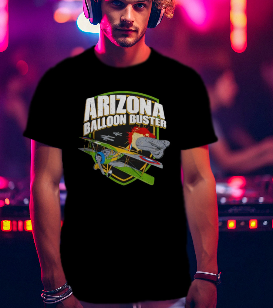 Arizona Balloon Buster Vintage Biplane Battle Explosion Scene T-Shirt