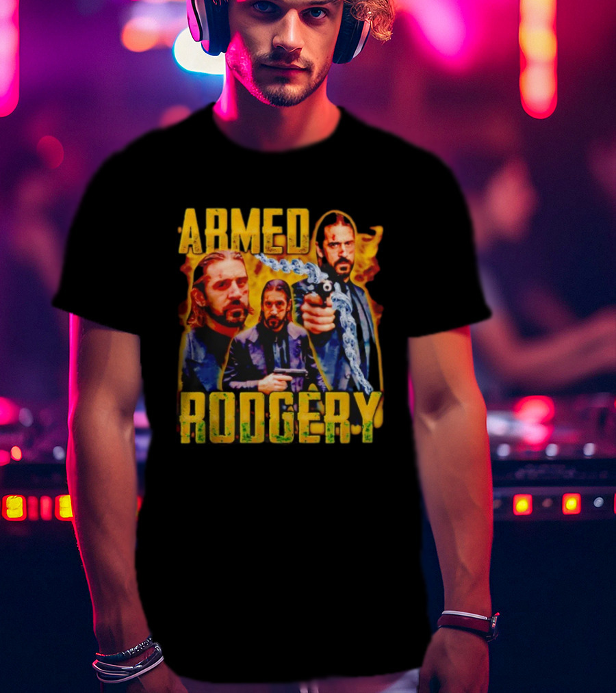 Armed Rodgery Action Movie Inspired Design With Chain And Gun T-Shirt