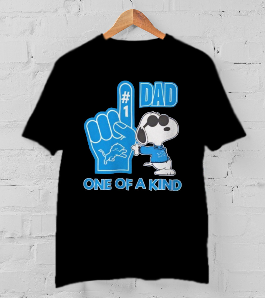 Detroit Lions Snoopy #1 Dad One Of A Kind T-Shirt