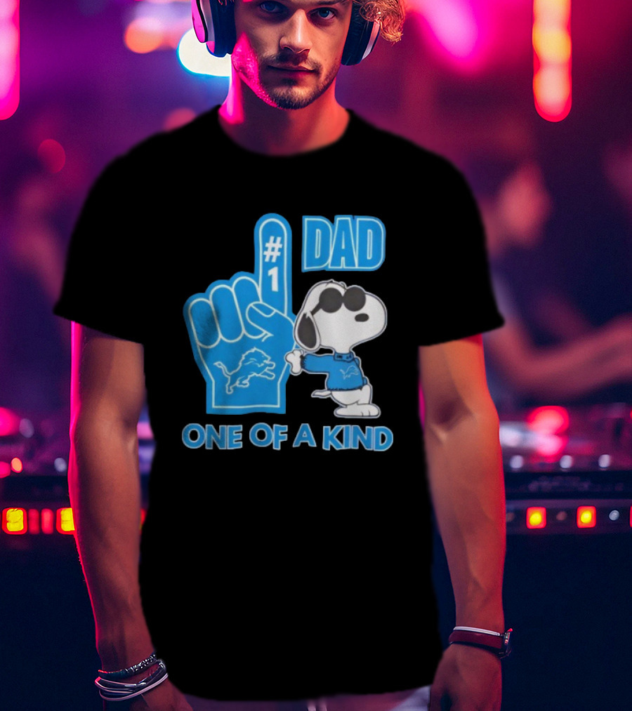 Detroit Lions Snoopy #1 Dad One Of A Kind T-Shirt
