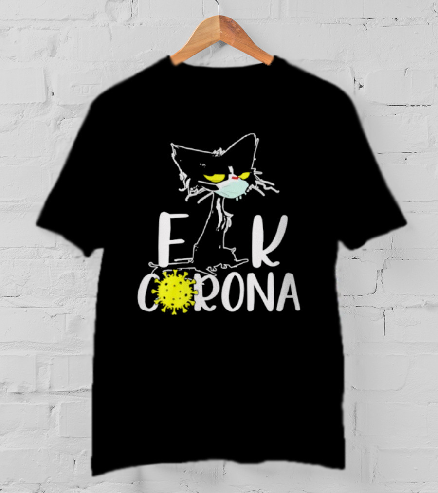 F Corona Black Cat Masked Pandemic Humor T-Shirt