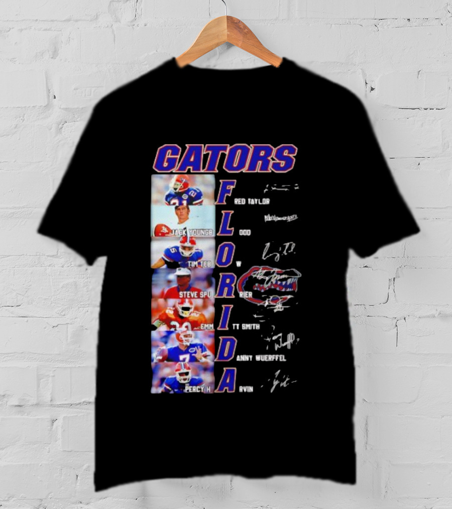 Gators Florida Football Legends Fred Taylor Jack Youngblood Tim Tebow Steve Spurrier Emmitt Smith Danny Wuerffel Percy Harvin Signature Collection T-Shirt