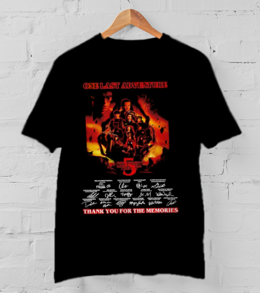 One Last Adventure Stranger Things 5 Thank You For The Memories Cast Signatures T-Shirt