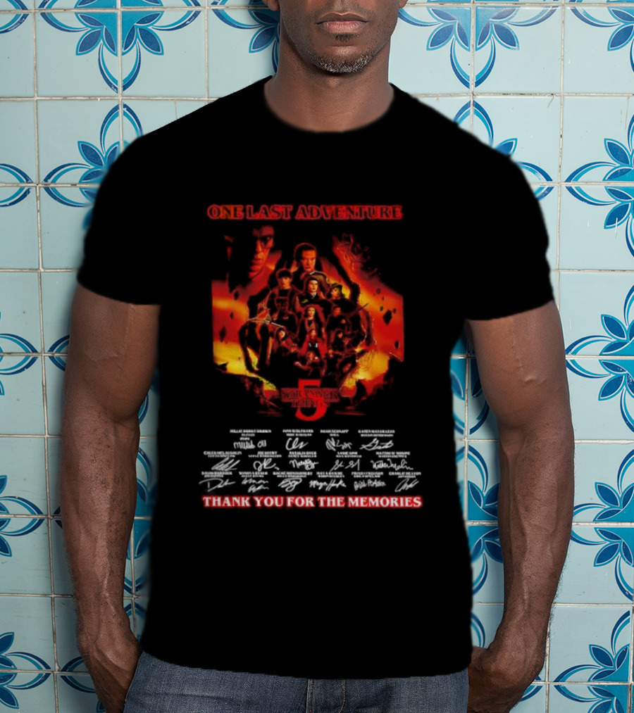 One Last Adventure Stranger Things 5 Thank You For The Memories Cast Signatures T-Shirt