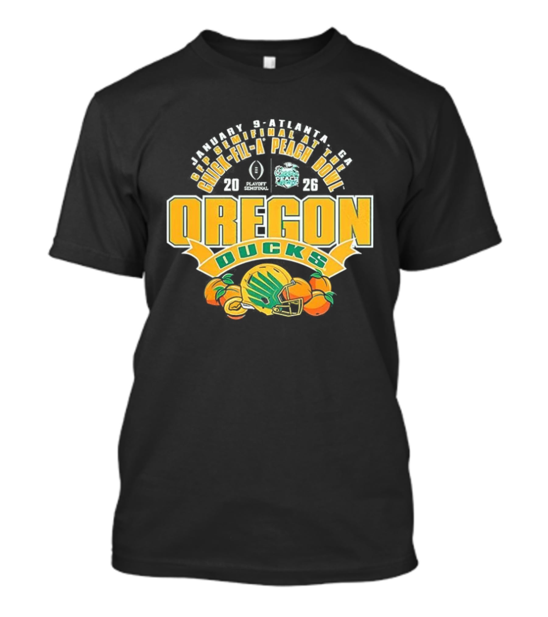 Oregon Ducks NCAA CFP Semifinal Chick Fil A Peach Bowl 2026 Helmet Peaches T-Shirt
