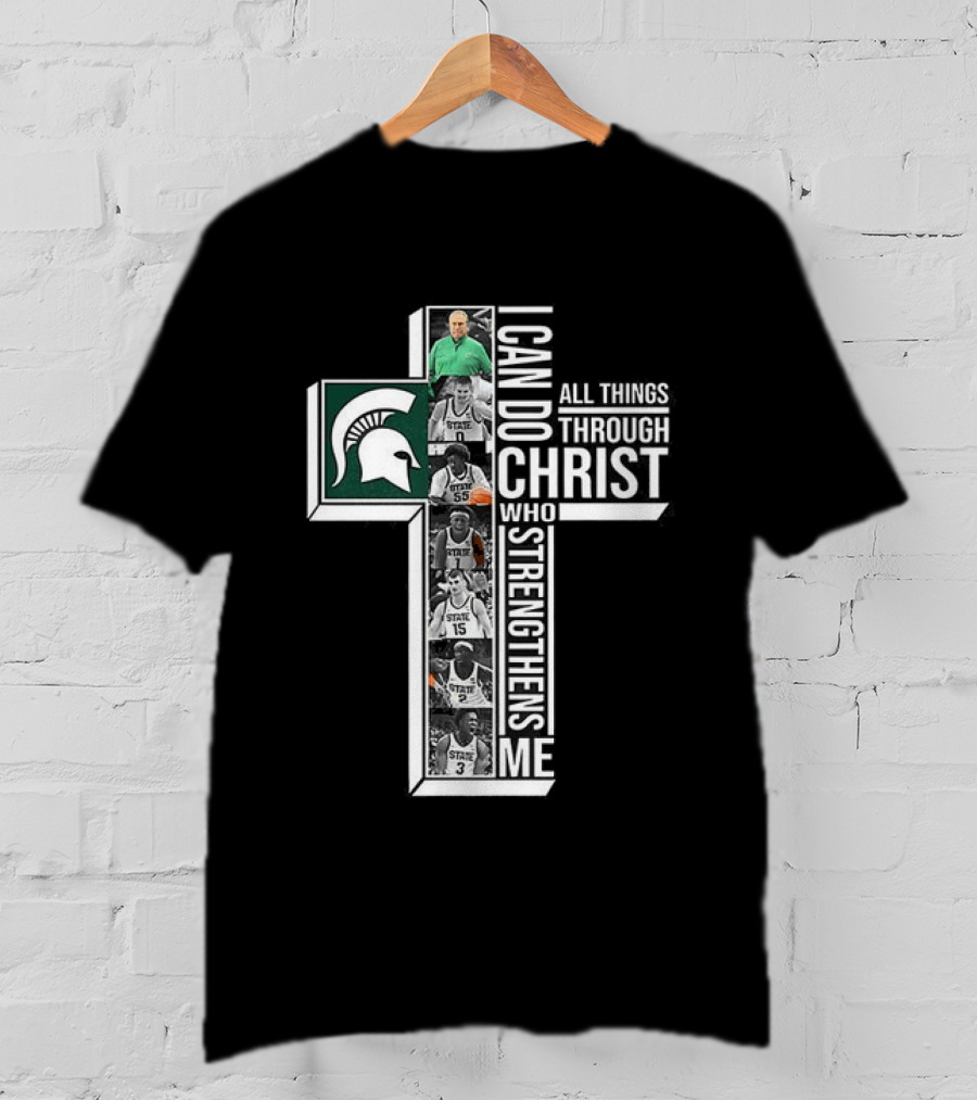 Michigan State Spartans I Can Do All Things Through Christ Player Cross T-Shirt