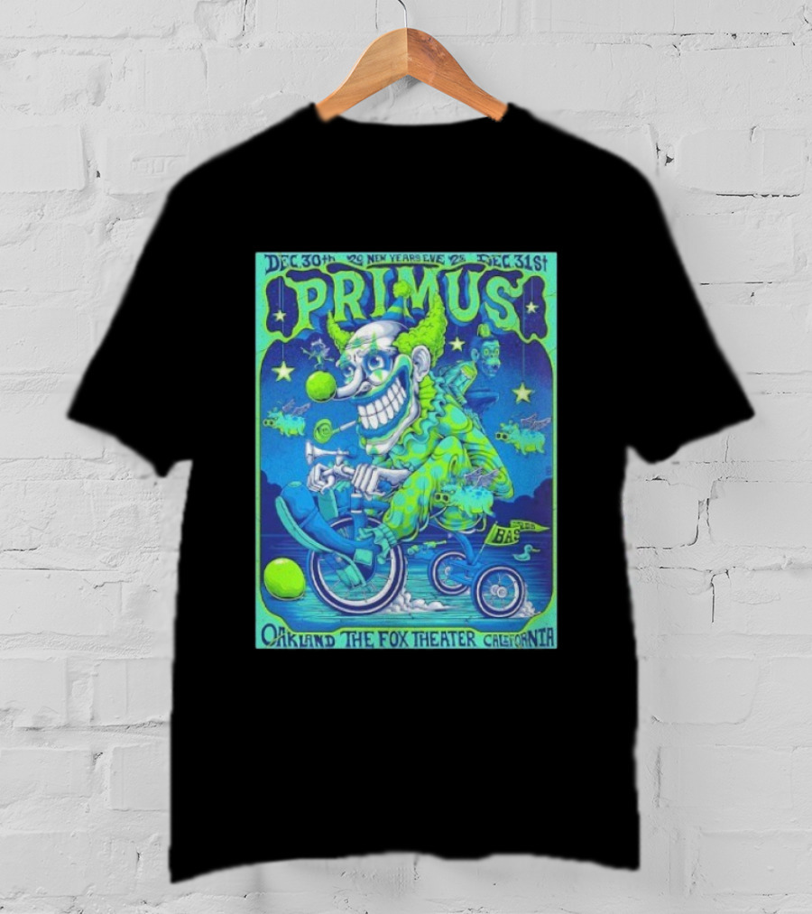 Dec 30 31 2025 Primus New Years Eve Oakland The Fox Theater Clown T-Shirt