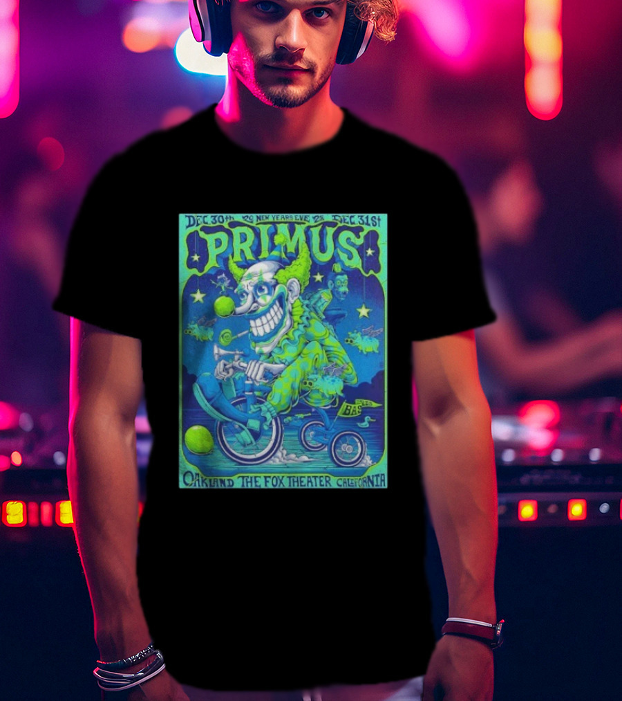Dec 30 31 2025 Primus New Years Eve Oakland The Fox Theater Clown T-Shirt