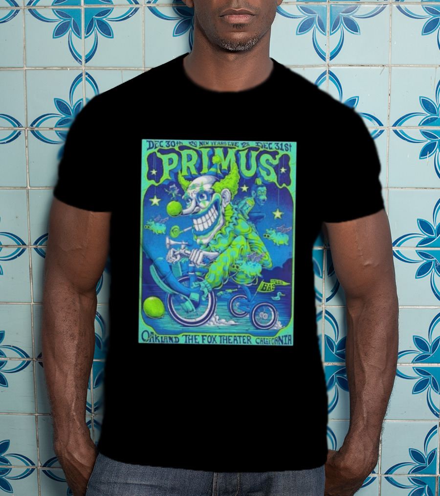 Dec 30 31 2025 Primus New Years Eve Oakland The Fox Theater Clown T-Shirt