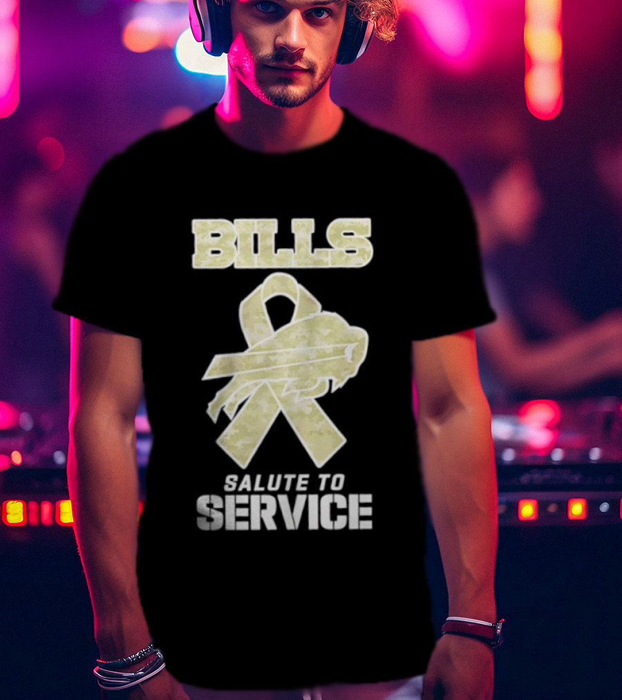 Buffalo Bills Camouflage Ribbon Military Salute To Service T-Shirt