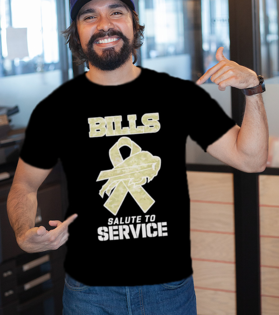 Buffalo Bills Camouflage Ribbon Military Salute To Service T-Shirt