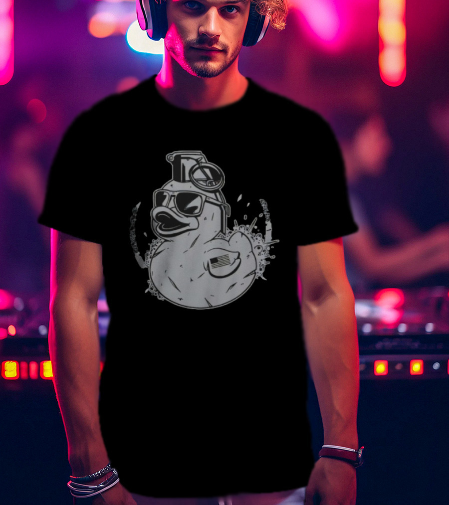QuackBang Blackout Duck Grenade Monochrome Sunglasses T-Shirt