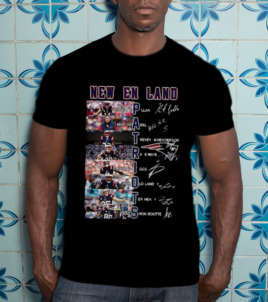 New England Patriots Players Robert S Mike Vrabel Stefon Diggs Signatures T-Shirt