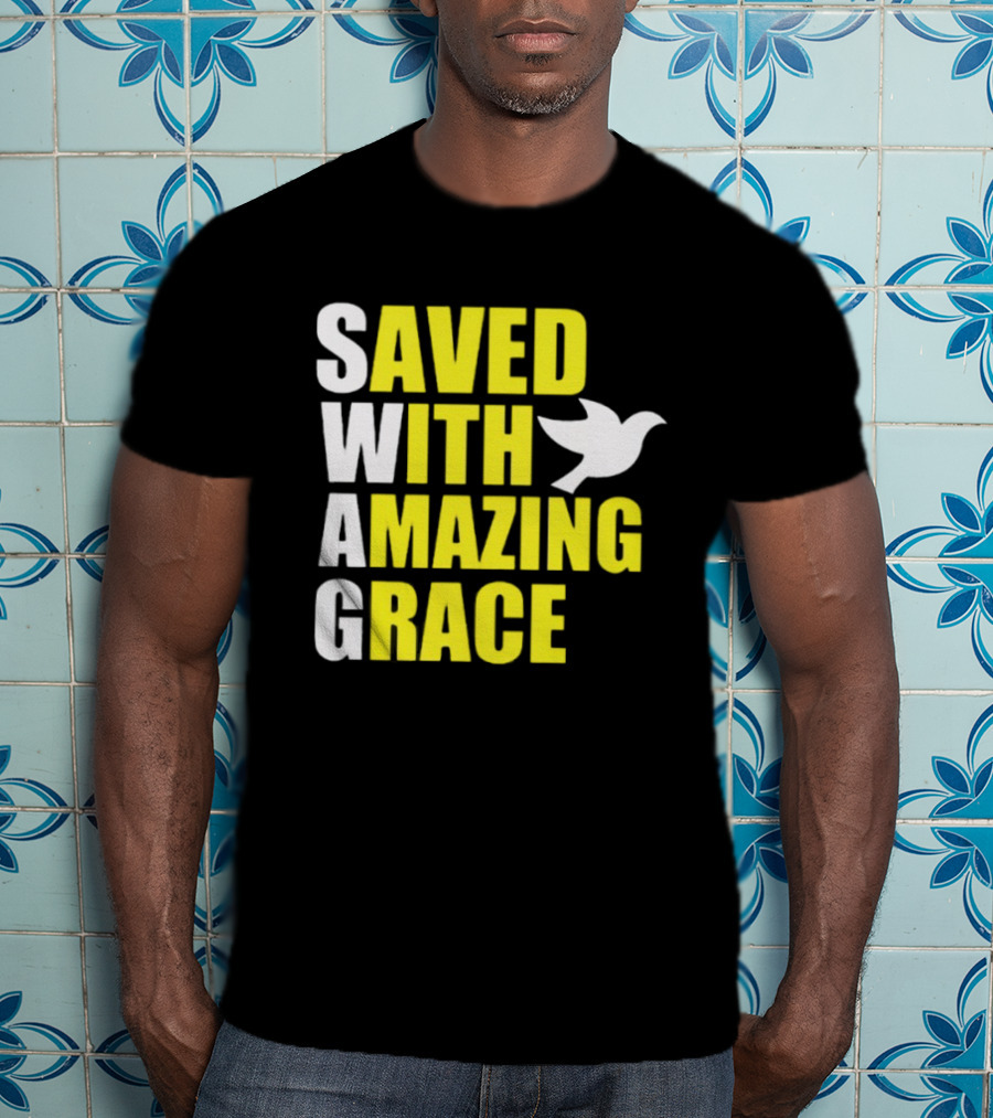 Saved With Amazing Grace Dove Symbol Spiritual T-Shirt