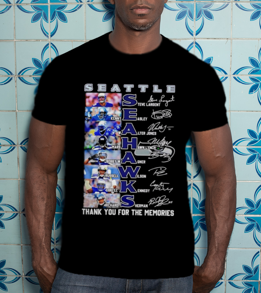 Seattle Seahawks Players Signature Thank You For The Memories T-Shirt