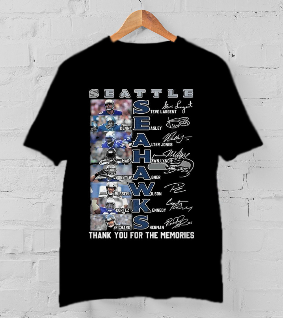 Seattle Seahawks Thank You For The Memories Player Signatures NFL Honor T-Shirt