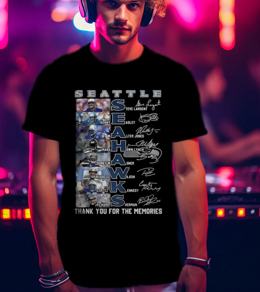 Seattle Seahawks Thank You For The Memories Player Signatures NFL Honor T-Shirt