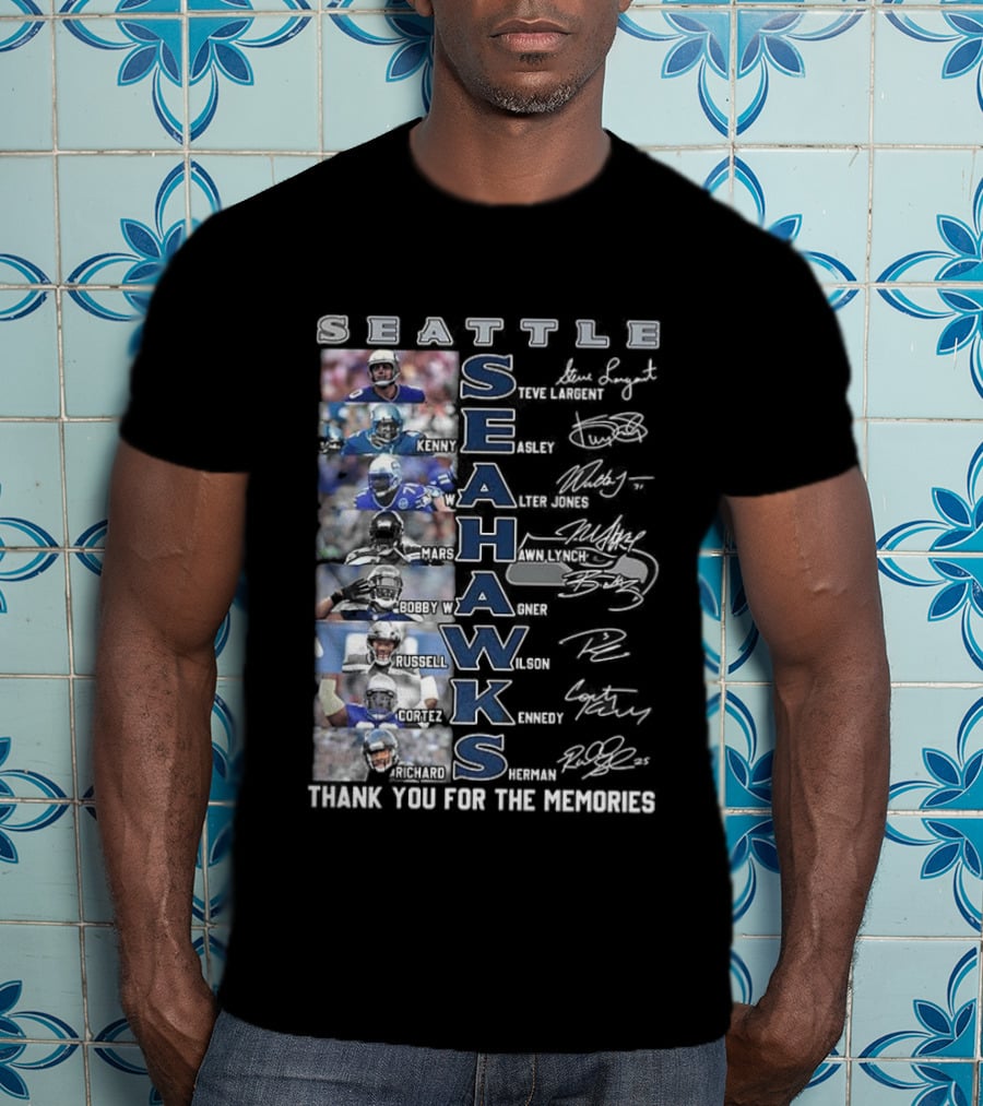 Seattle Seahawks Thank You For The Memories Player Signatures NFL Honor T-Shirt