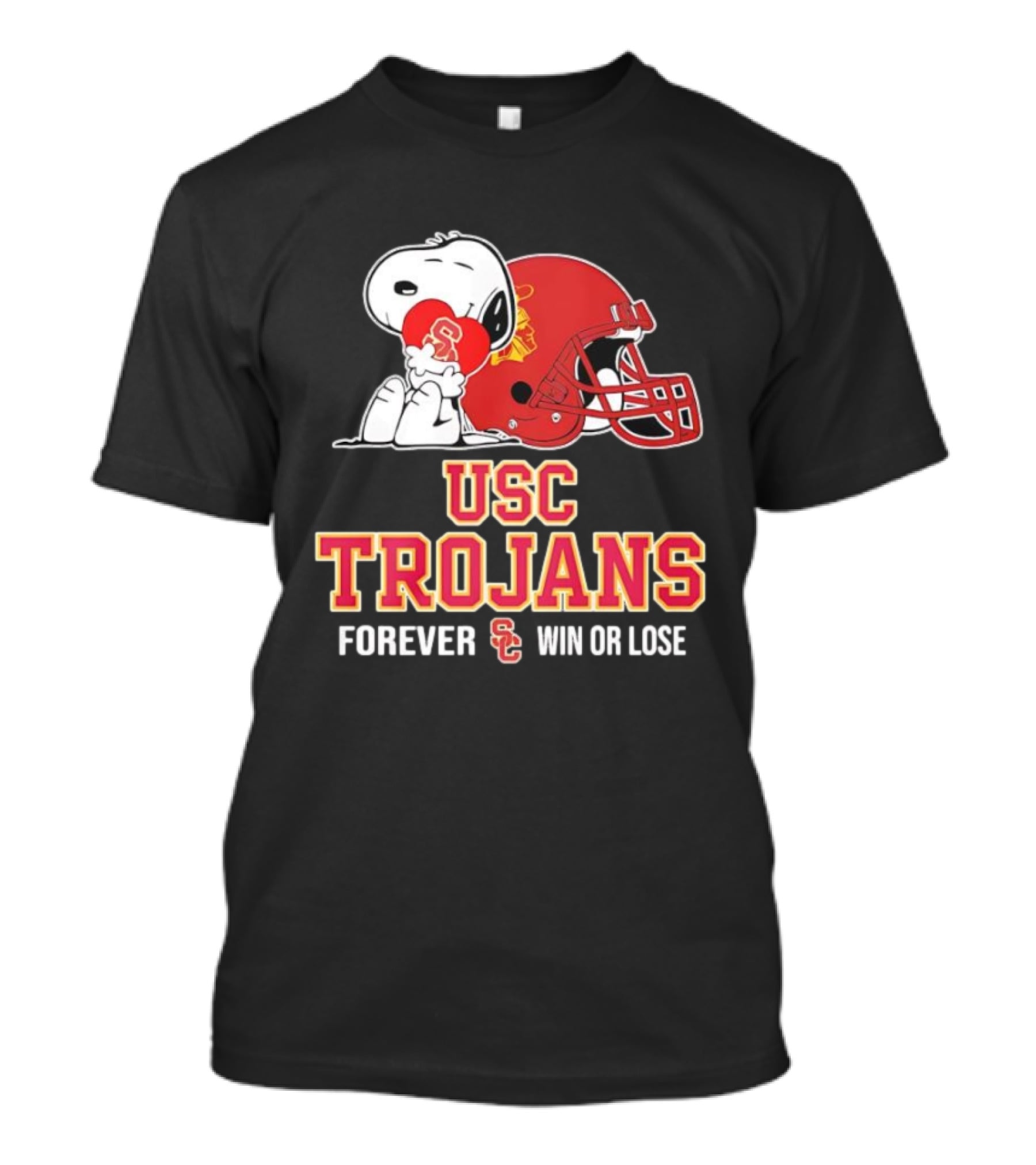 Snoopy Embraces USC Trojans Spirit Forever Win Or Lose T-Shirt