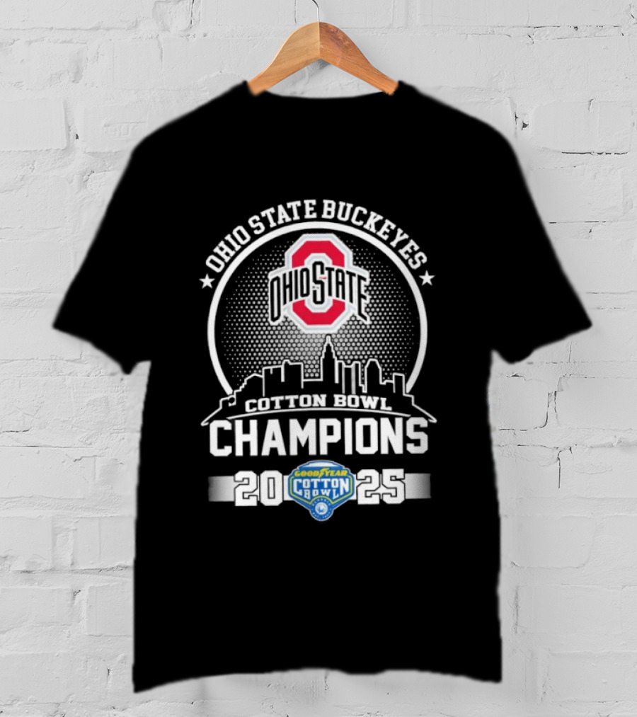 Ohio State Buckeyes Cotton Bowl Champions 2023 Skyline Goodyear T-Shirt