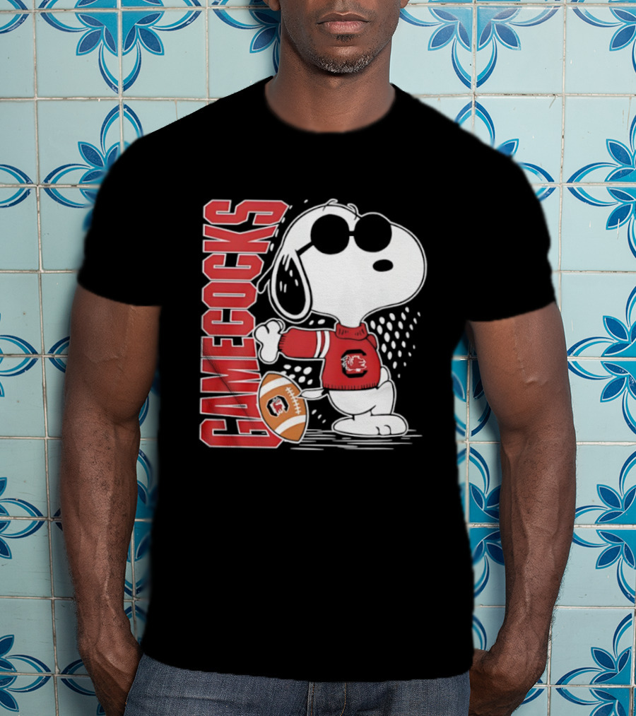 Snoopy Joe Cool University Of South Carolina Gamecocks Football T-Shirt