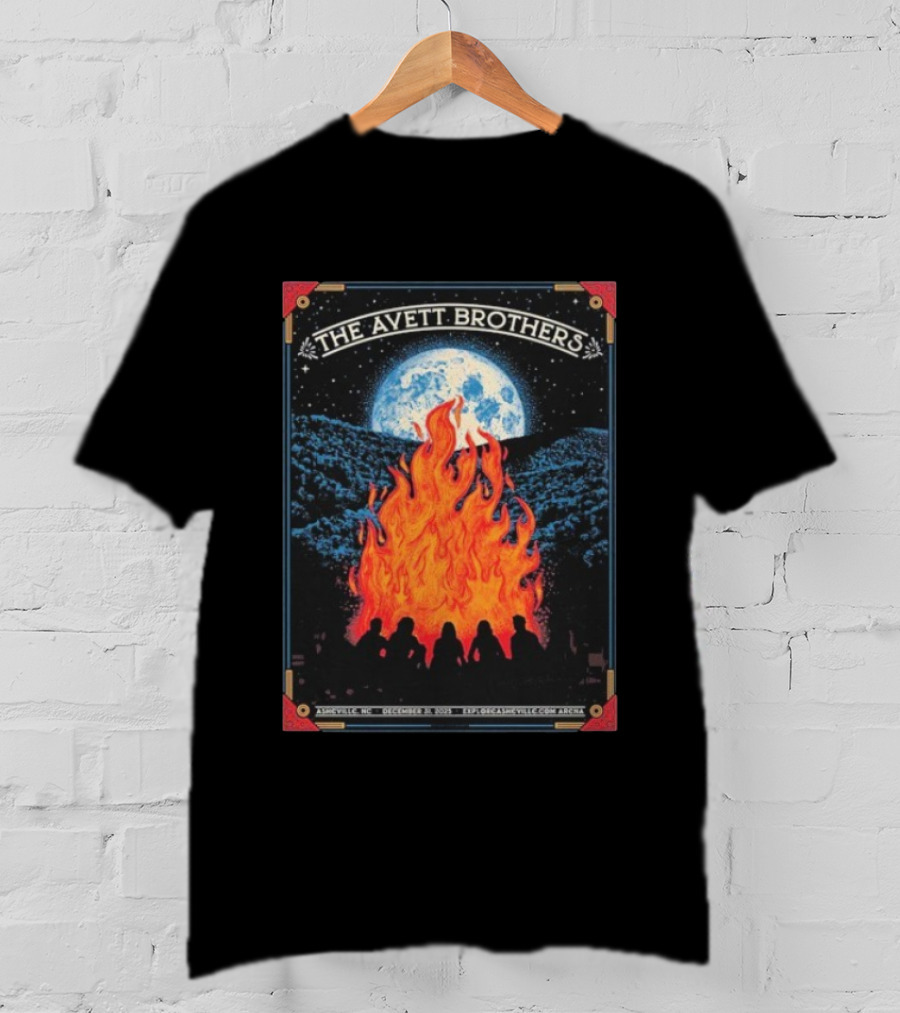 Avett Brothers Asheville NC Arena December 31 2025 Event Moon And Fire T-Shirt